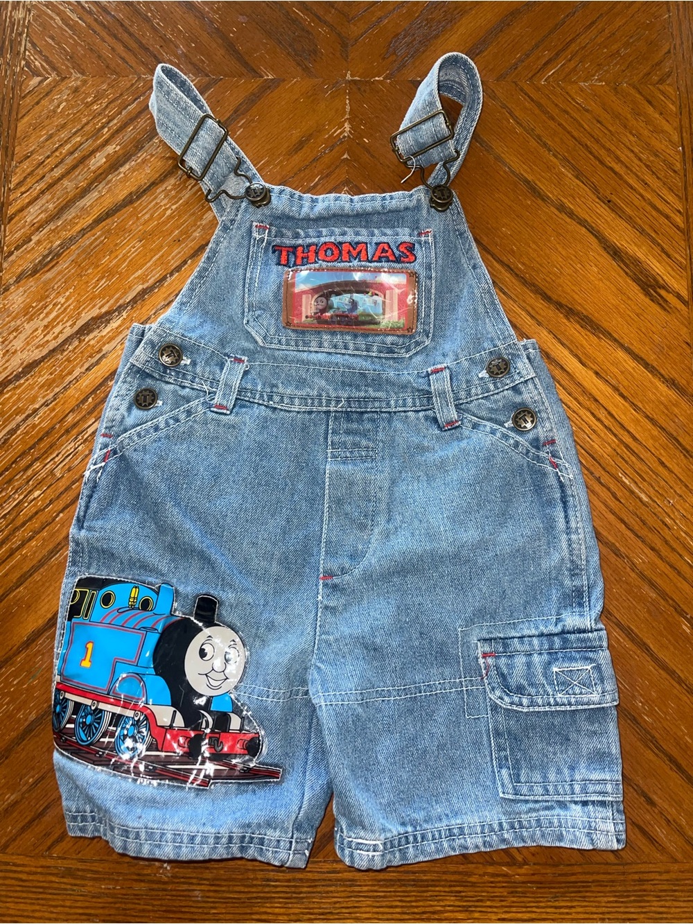 Thomas the Tank Engine Blue Denim Kids Overalls Shorts